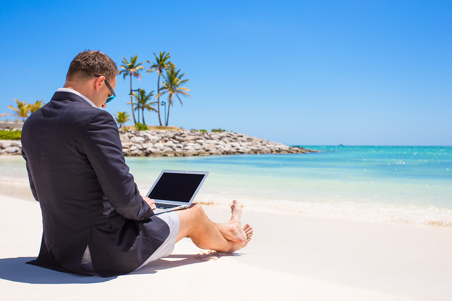 Businessman using laptop